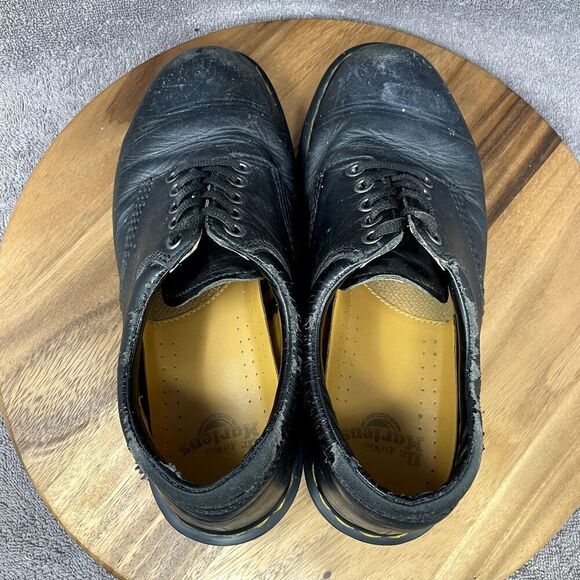 DR MARTENS 8053 Nappa Oxford Casual Lace-Up Shoes Black Leather Men\'s 9 *PHOTOS*